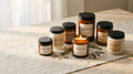 Kit 3 velas aromáticas de soya Casa Rubí 3.5 oz — frascos ámbar con tapa negra mate, hecho a mano en México